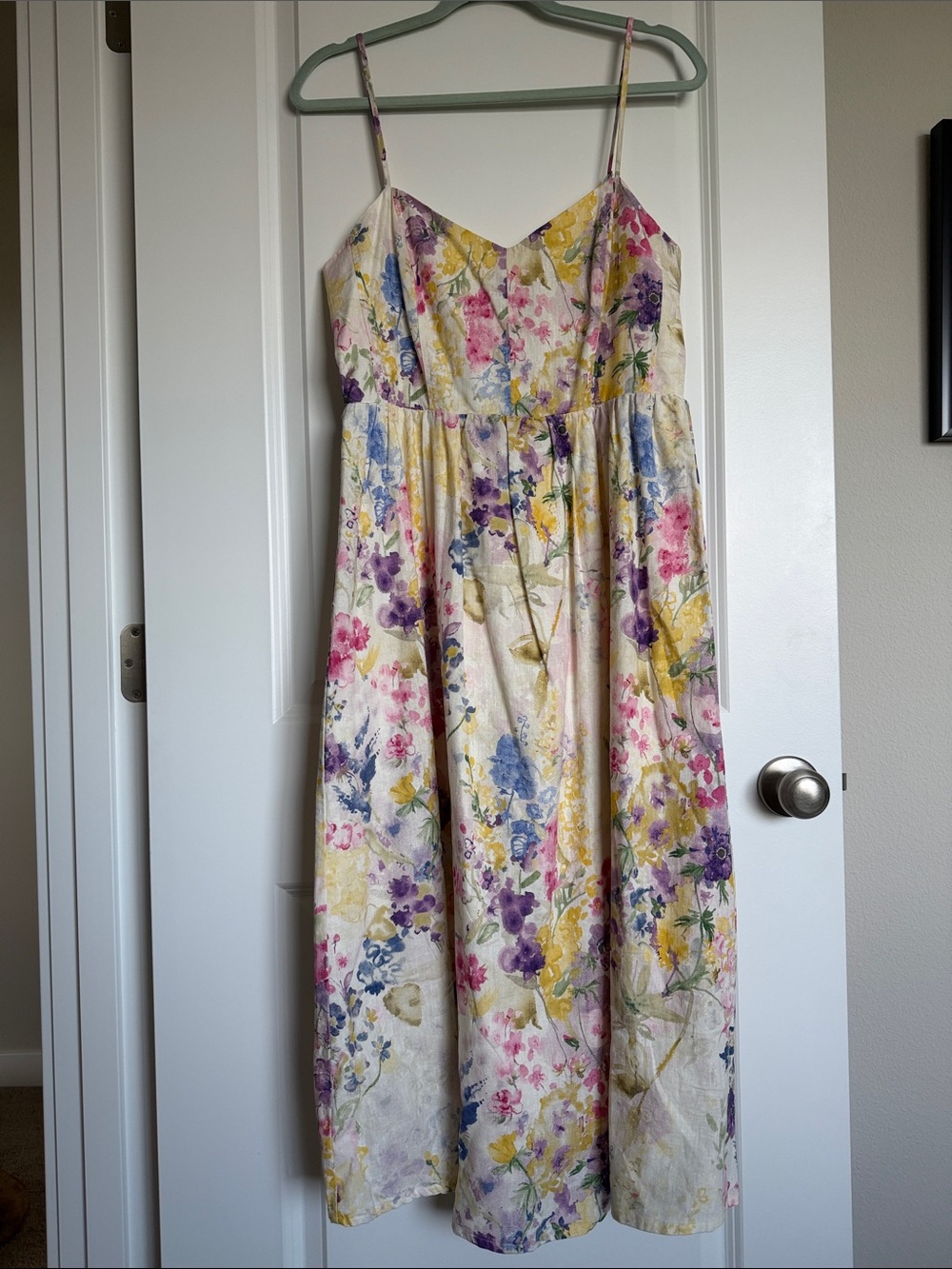 H&M Floral Linen Midi Dress